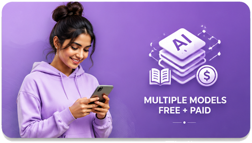 Multiple AI models, free + paid